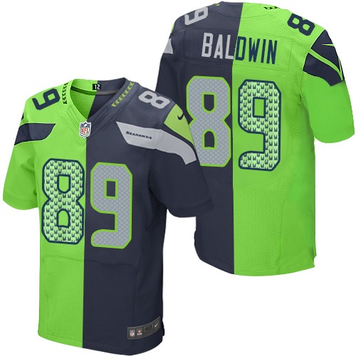 Men's Elite Doug Baldwin Nike Jersey Navy/Green - #89 Split Fashion NFL Seattle Seahawks